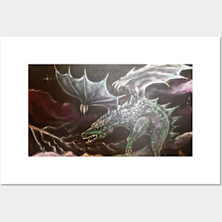 Dragon in Lightning. Storm Posters and Art